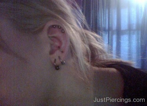 Conch , Helix And Dual Lobe Piercing-JP1013