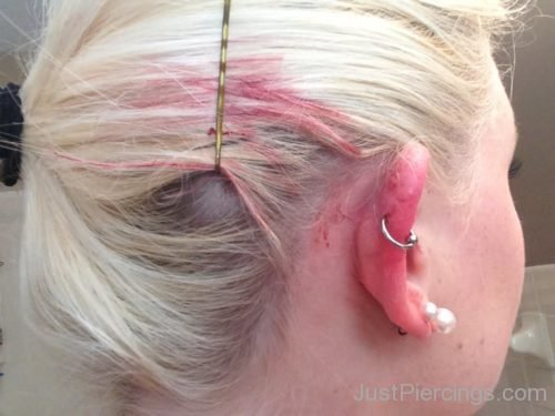 Dual Lobe And Cartilage Piercings For Girls-JP117