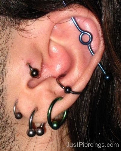 Industrial,Tragus, Conch And Lobe Piercing-JP1129