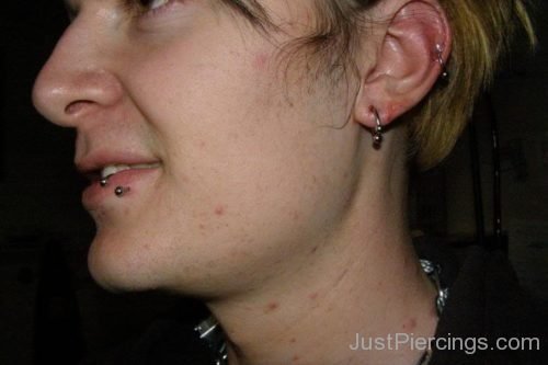 Lip, Lobe And Catilage Piercing With Barbell Rings-JP1077