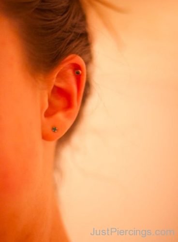 Lobe And Cartilage Piercing With Small Studs-JP141