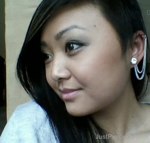 Lobe To Cartilage Chain Piercing-JP1099