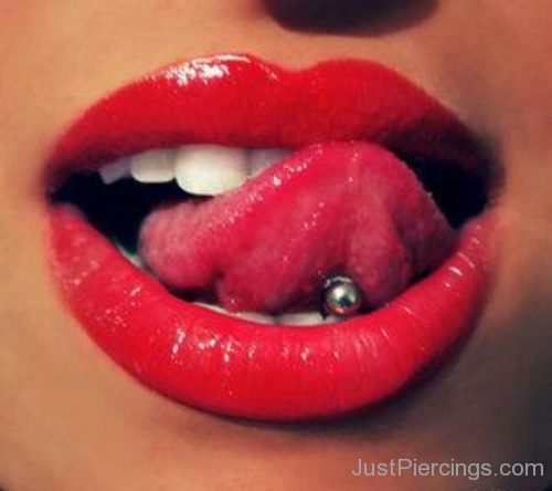 Red Lips With Tounge Piercing-JP132