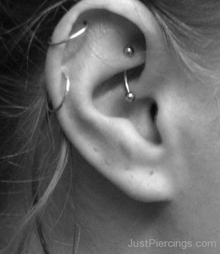 Rook And Cartilage Piercing With Rings-JP1107