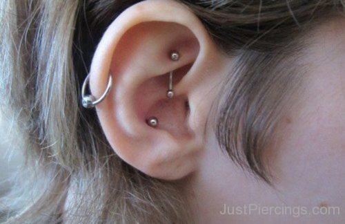Rook, Conch And Lobe Piercing-JP1158