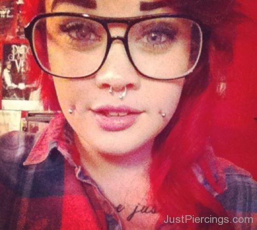 Septum And Cheek Piercing For Young Girls-JP1096