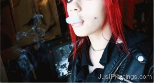 Smoking Girl With Lip And Cheek Piercing-JP1117
