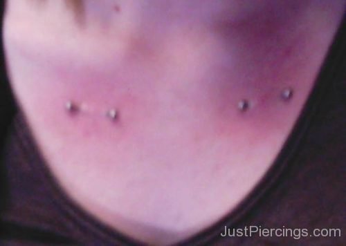Surface Clavicle Piercing With Silver Barbells-JP1116
