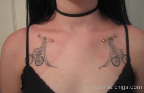 Tattoo On Collar Bone And Piercing-JP168