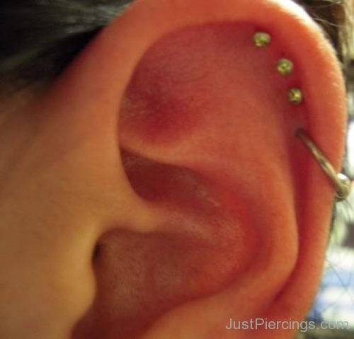Tripple Cartilage Piercing With Studs-JP1128