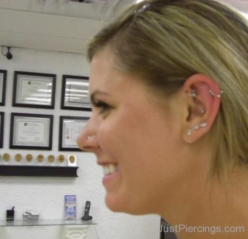 Tripple Lobe And Helix And Cartilage Piercing-JP1137