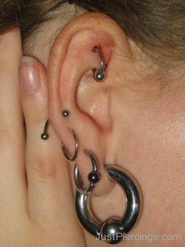  Silver Gauge Lobe And Ear Piercings For Girls-JP1008