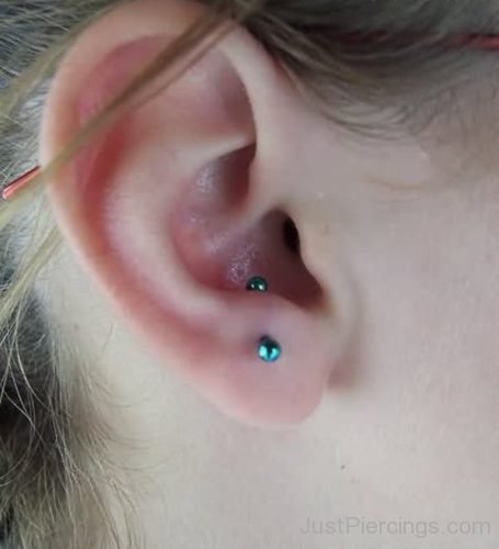 Anti Tragus Ear Piercing With Blue Barbell-JP1014