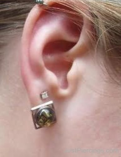 Attractive Cartilage And Dual Lobe Ear Piercing-JP1016