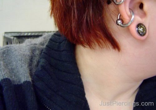 Attractive Dual Helix, Conch And Lobe Piercing-JP1003