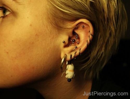 Attractive Ear Daith Conch And Lobe Piercing-JP1007