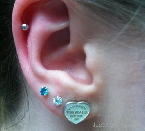 Beautiful Heart Stud Lobe Ear Piercing-JP1026