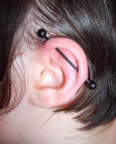 Black Barbell Industrial Ear Piercing-JP1014