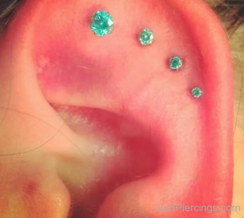 Blue Crystal Studs Ear Piercings-JP1048