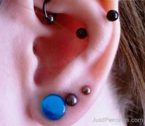 Blue Lobe , Dual Upper lobe And Snug Ear Piercings-JP1051