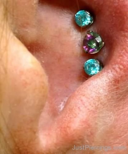 Blue Studs Ear Piercings For Girls-JP1052