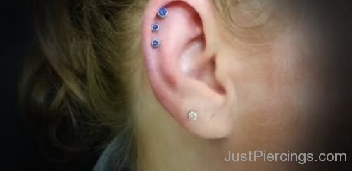 Blue Studs Ear Piercings-JP1053