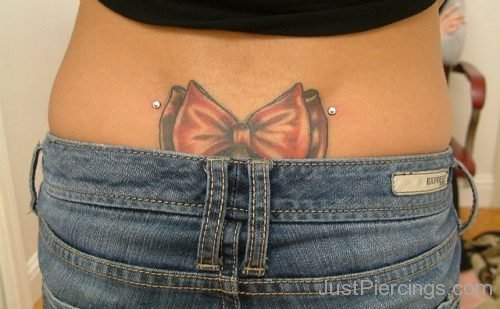 Bow Tattoo And Back Dimple Piercing-JP141