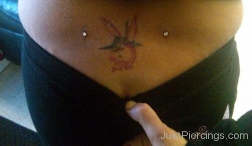 Bunny Tattoo And Back Dimple Piercing-JP107