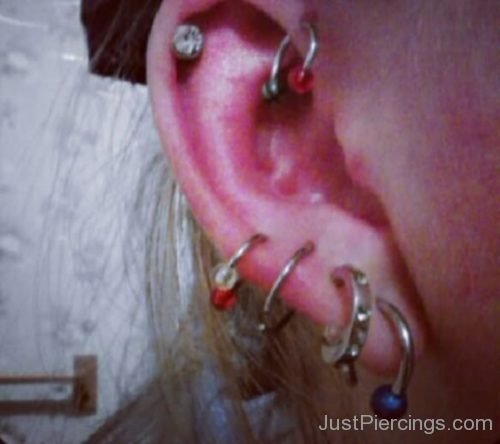 Cartilage, Forward Helix And Ear Lobe Piercing-JP1026