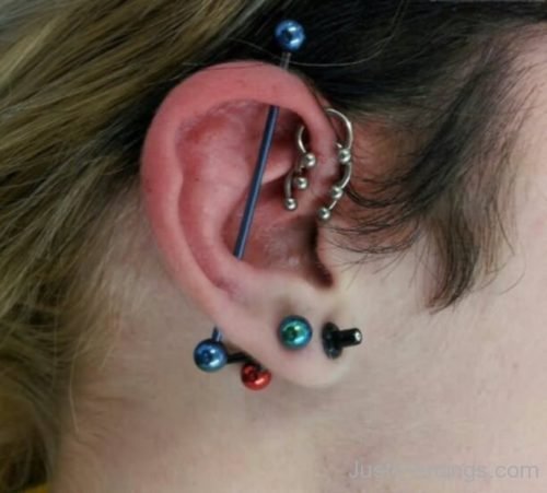 Circular Barbell And Ear Lobe Piercings-JP1029