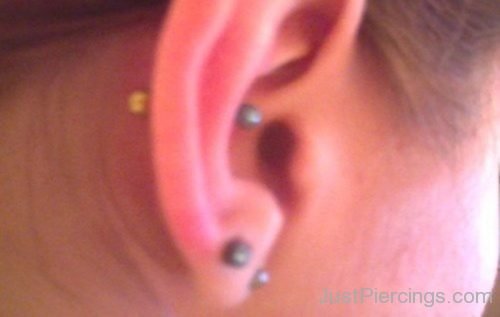 Conch And Dual Lobe Piercing