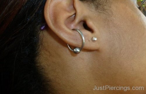 Conch And Lobe Piercing On Right Ear-JP1015