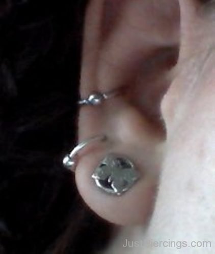 Conch And Lobe Piercing With Ball Closure Ring 22-JP1027