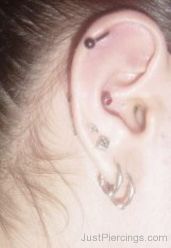 Conch And Lobe Piercing With Ball Closure Ring-JP1028