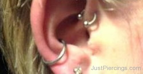 Conch , Antihelix And Lobe Piercing-JP1013
