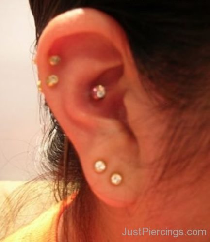 Conch Helix And Double Lobe Piercing-JP1040
