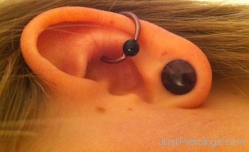 Conch Piercing And Lobe Ear Stretching-JP1061