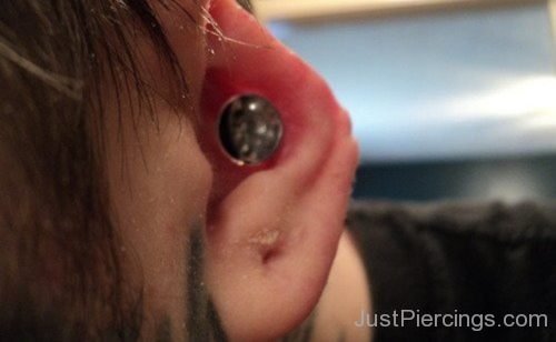 Conch Piercing With Big Green Labret Stud-JP1065