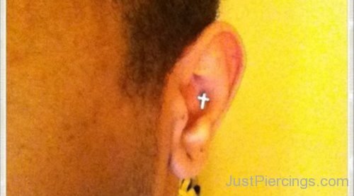 Conch Piercing With Cross Stud-JP1071