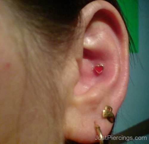 Conch Piercing With Small Heart Stud-JP1067