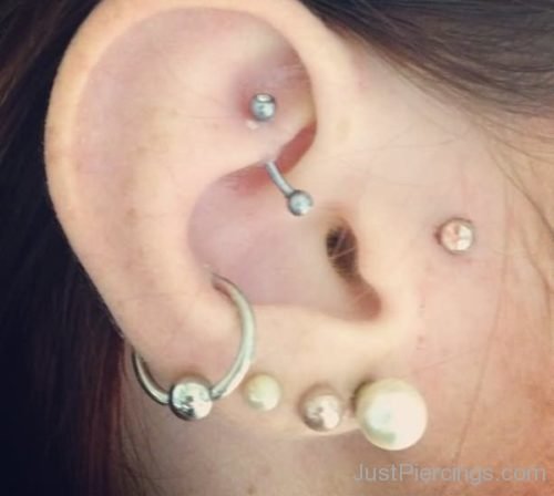 Conch, Tripple Lobe And Tragus Ear Piercing-JP1102