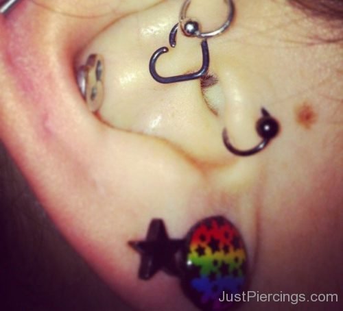 Cool Daith And Anti Helix Piercing-JP1037