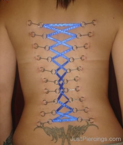 Corset Piercing With Blue Ribbons-JP1076