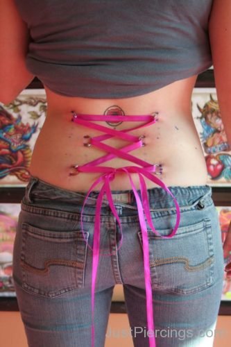 Corset Piercing With Pink Ribbon-JP1081