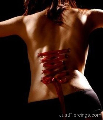 Corset Piercing With Red Ribbon-JP1095
