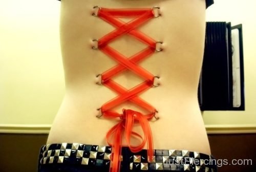 Corset Piercings With Ornage Ribbon-JP1107