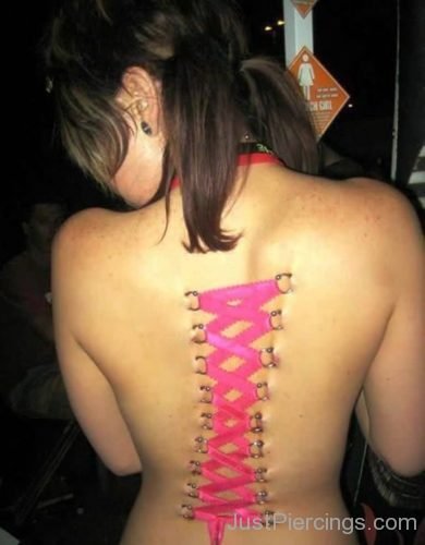Corset Piercings With Pink Ribbon-JP1098