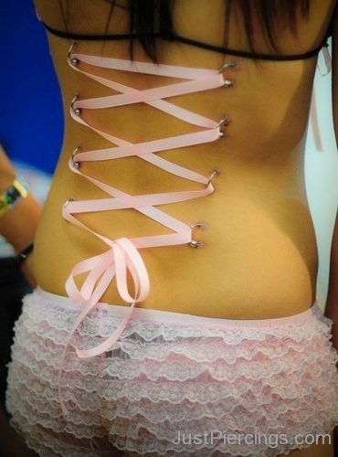 Corset Piercings With Pink Ribbon-JP1109