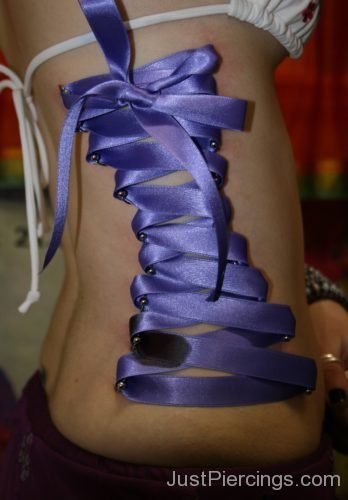 Corset Piercings With Purple Ribbon-JP1108