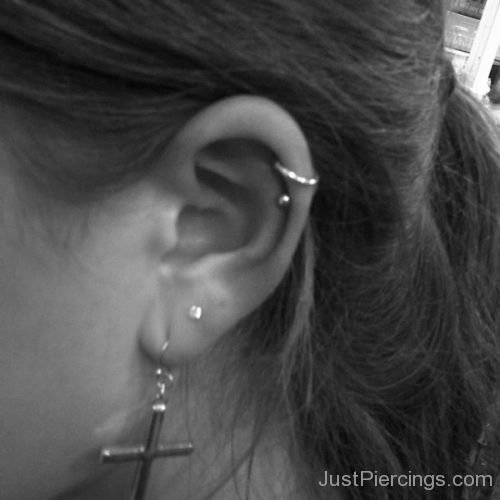 Cross Ear Ring Lobe Ear Piercings-JP1104